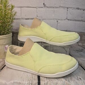 VIONIC BEACH CANVAS MALIBU SLIP ON COMFORT SHOES ORTHOTIC INSOLE LEMON WOMENS 9